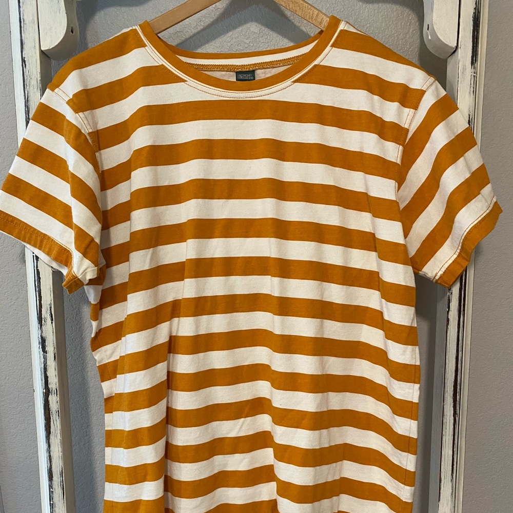 Yellow & White Stripped Mid Length Dress